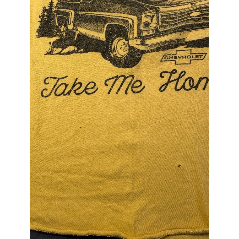 GM Chevrolet Country Roads Take Me Home Yellow Graphic Tee Shirt Medium Cotton - Picture 10 of 10